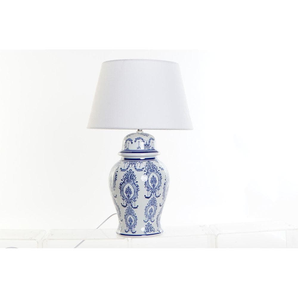 Desk lamp DKD Home Decor Blue White Linen Ceramic (32 x 32 x 53 cm)