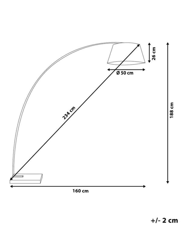 Gulvlampe grå metal 188 cm buet ramme polybomuld trommeskærm marmor base moderne design
