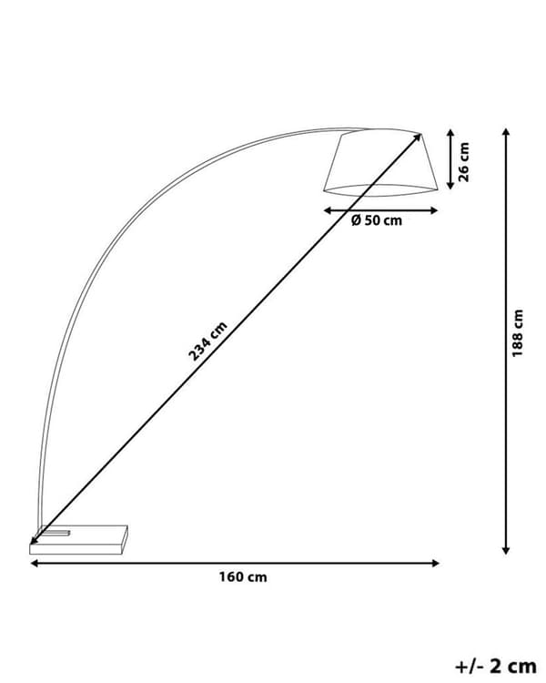 Gulvlampe grå metal 188 cm buet ramme polybomuld trommeskærm marmor base moderne design