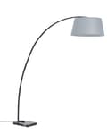 Miniatyrbillede 5 af 11: Gulvlampe grå metal 188 cm buet ramme polybomuld trommeskærm marmor base moderne design