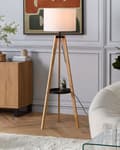Miniatyrbillede 2 af 11: Gulvlampe i Skandinavisk Stil Hvid Farve med Lyst træ Moderne stil stue opholdsrum