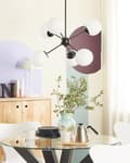 Miniatyrbillede 5 af 9: Pendel Lampe i Sort Mat Jern og Glas 50 x 100 cm 6 Lyskilder Kugleformede Klassisk Moderne Design Køkken og Stue indretning Tilbehør