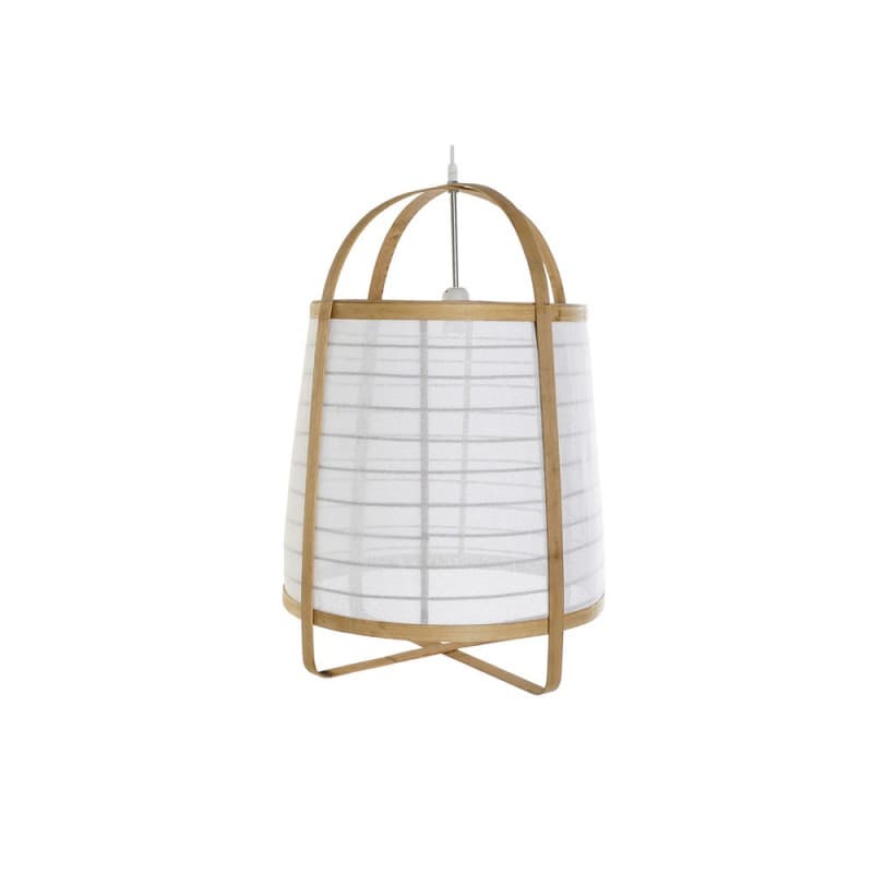 Taklampa DKD Home Decor linne Vit Bambu 220 V (44 x 44 x 64 cm)