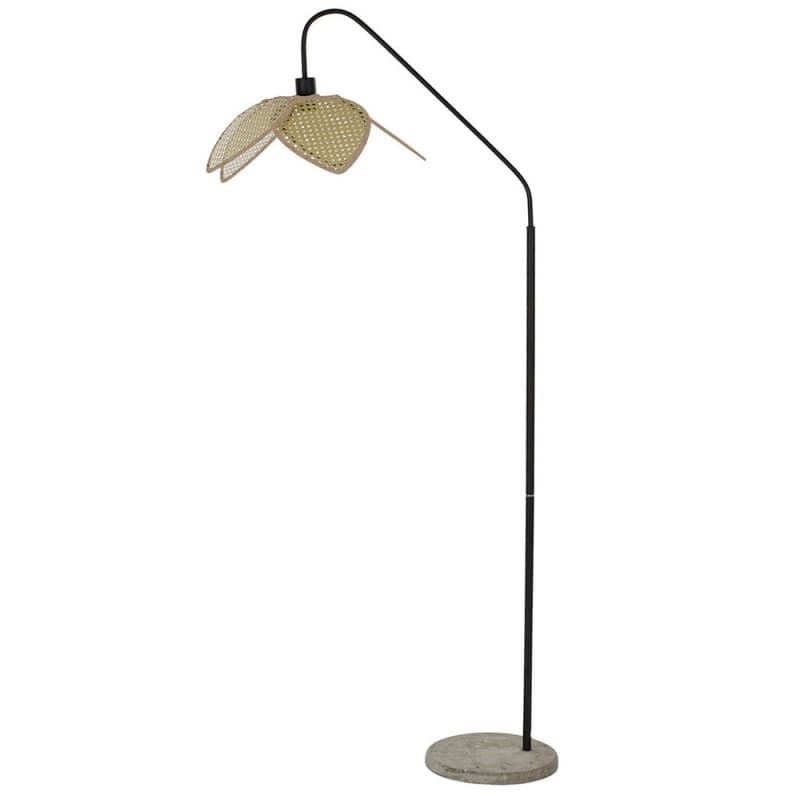 Golvlampa DKD Home Decor Svart Grå Metall Brun Rattan (45 x 72 x 165 cm)