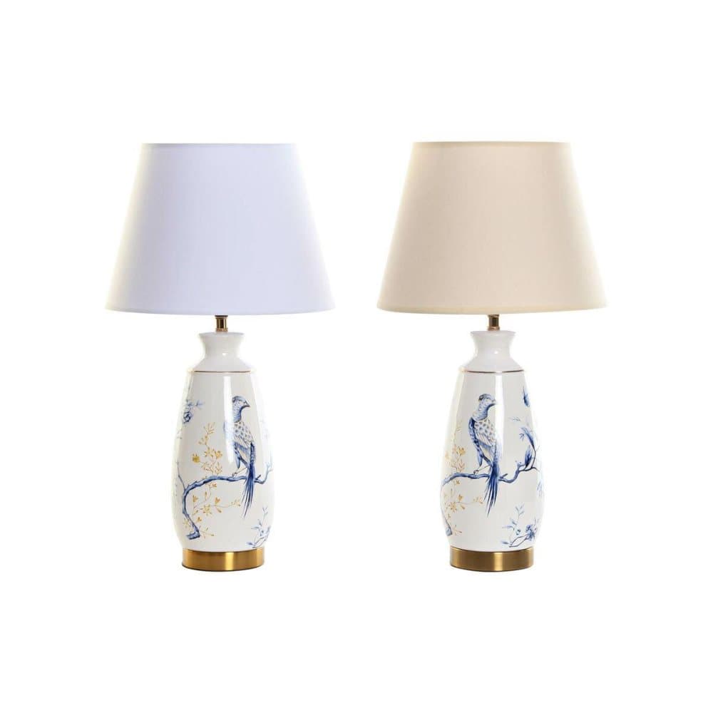 Desk lamp DKD Home Decor Beige Blue Golden White Bird 220 V 50 W Oriental (29 x 29 x 55 cm) (2 Units)