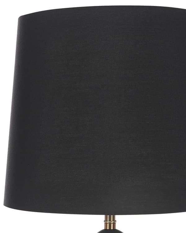 Bordlampe sort og guld metal accent base med sort stof skærm Moderne Stil