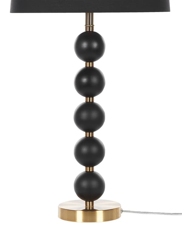 Bordlampe sort og guld metal accent base med sort stof skærm Moderne Stil