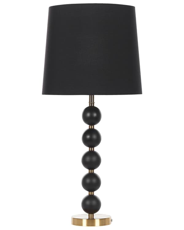 Bordlampe sort og guld metal accent base med sort stof skærm Moderne Stil