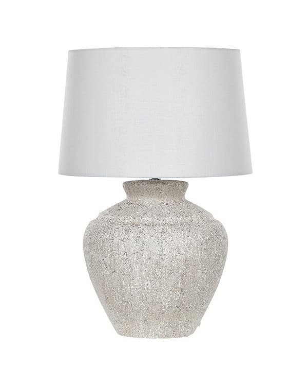 Bordlampe Creme Keramisk Base Lys Stof Lampeskærm Traditionel Design Belysning til Lejligheden