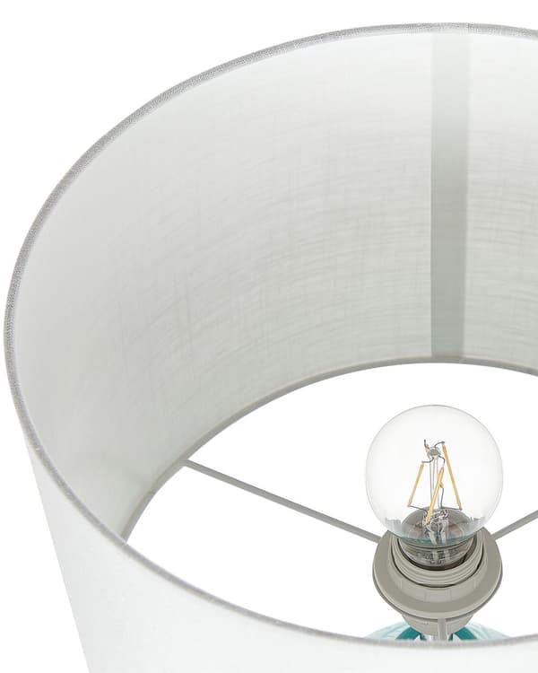 Turkis Bordlampe Keramisk fod Dekoreret med Hvid Stofskærm Belysning til Lejligheden