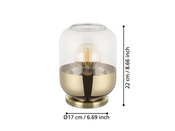 EGLO Maryvilla, brons, Guld, Transparent, Glas, Stål, IP20, II, E27, 1 lampor