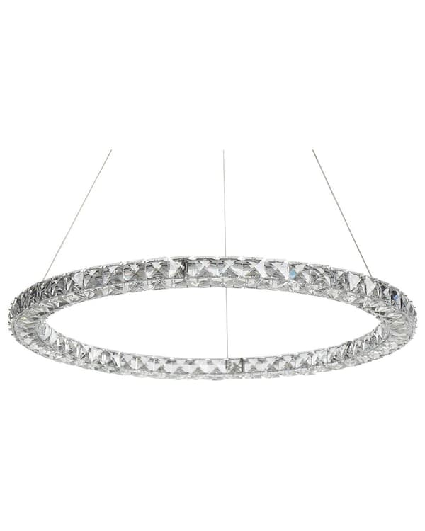 Pendel Sølv Krystal Glas Stål Integreret LED-lys Ring Rund Form Hængende Glamourøs Belysning Moderne Stil