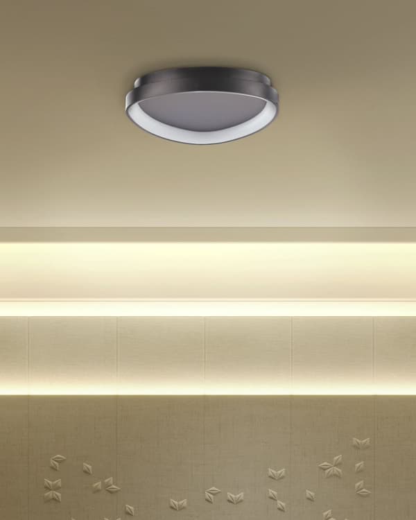 Loftlampe Sort Stål Akryl ø 40 cm Dekorativ Flad Plafond Lampe med Integreret LED Trekantform Smart Moderne Belysning til Køkken Entré Design