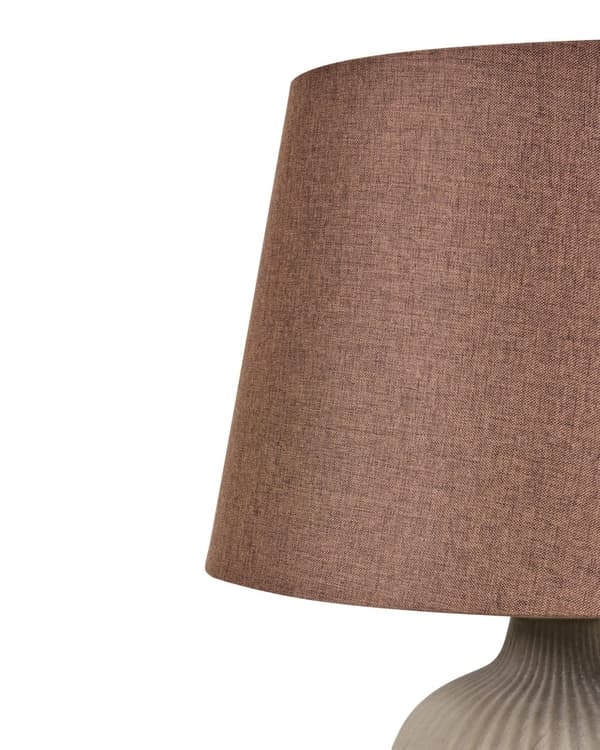 Bordlampe Brun Keramik Hør 52 cm Dekorativ Sengelampe Kegleformet lampeskærm Stue Soveværelse Beroligende Belysning Retro Stil Tilbehør
