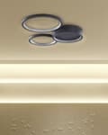 Miniatyrbillede 4 af 10: Loftslampe Sort Stål Aluminium Akryl ø 23 / 18 / 18 cm Integreret LED-lys Rund Form 3 Skærme Dekorativ Moderne Glamour Stue Værelseindretning
