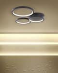 Miniatyrbillede 2 af 10: Loftslampe Sort Stål Aluminium Akryl ø 23 / 18 / 18 cm Integreret LED-lys Rund Form 3 Skærme Dekorativ Moderne Glamour Stue Værelseindretning