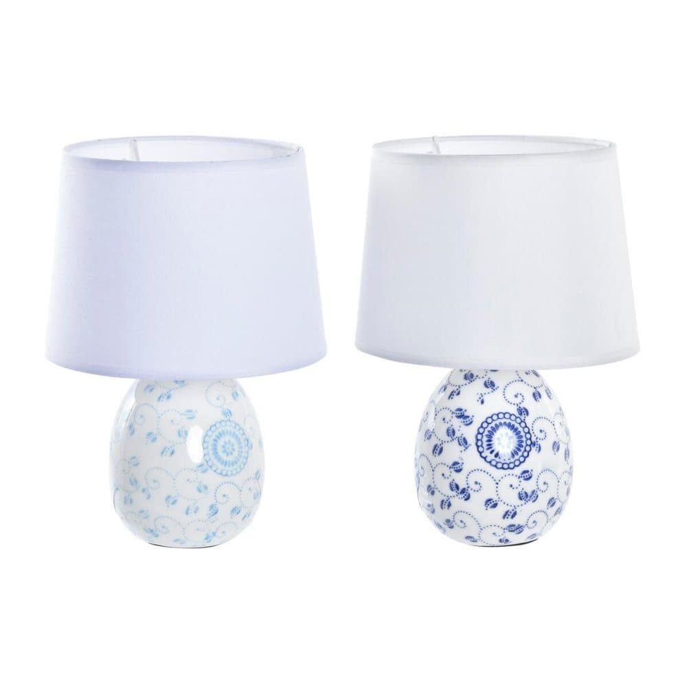 Desk lamp DKD Home Decor 25W Flower Blue White 220 V Shabby Chic (18 x 18 x 27 cm) (2 Units)