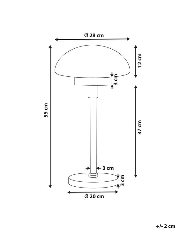 Bordlampe Sort Guld Hvid Glas metal 55 cm Lampeskærm Halvkugle Sengelampe Mat Stue Soveværelse Klassisk Stil