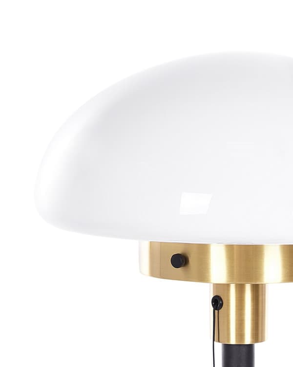 Bordlampe Sort Guld Hvid Glas metal 55 cm Lampeskærm Halvkugle Sengelampe Mat Stue Soveværelse Klassisk Stil