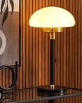 Miniatyrbillede 2 af 10: Bordlampe Sort Guld Hvid Glas metal 55 cm Lampeskærm Halvkugle Sengelampe Mat Stue Soveværelse Klassisk Stil