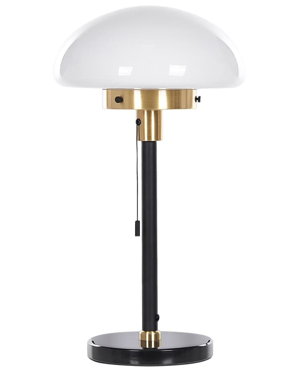 Bordlampe Sort Guld Hvid Glas metal 55 cm Lampeskærm Halvkugle Sengelampe Mat Stue Soveværelse Klassisk Stil