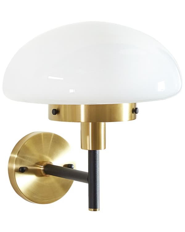 Væglampe Sort Guld Hvid Glas Metal 32 cm Lampeskærm Mat Halvkugle Stue Klassisk Soveværelse Klassisk Stil