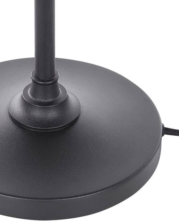 Bordlampe sort grå metalglas 50 cm lampeskærm kugle sengelampe mat stue soveværelse klassisk