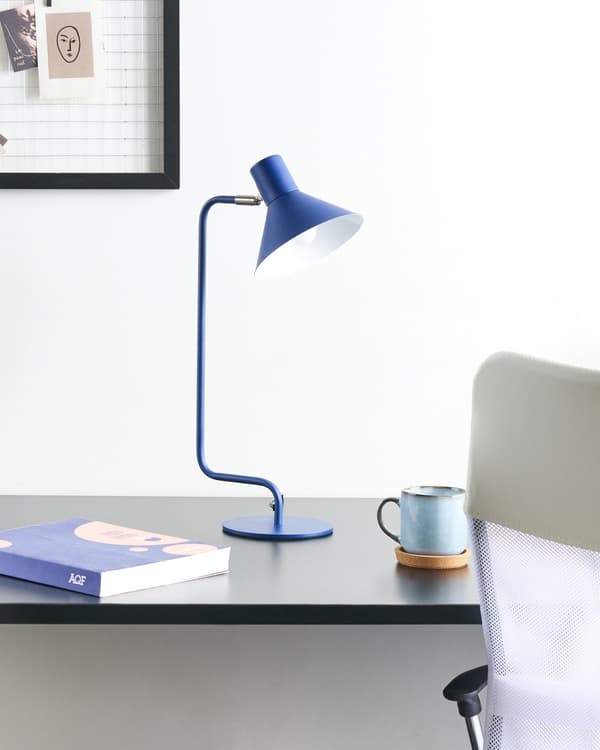 Bordlampe Mørkeblå Metal 51 cm Kontorlampe med Kegleformet Justerbar Lampeskærm Design Skrivebordslampe til Soveværelse Moderne Tilbehør