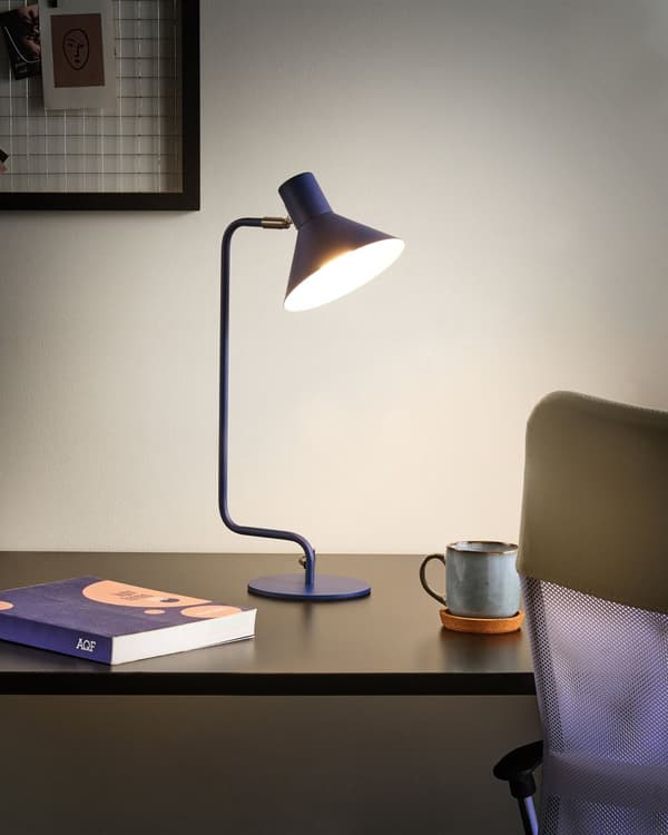 Bordlampe Mørkeblå Metal 51 cm Kontorlampe med Kegleformet Justerbar Lampeskærm Design Skrivebordslampe til Soveværelse Moderne Tilbehør