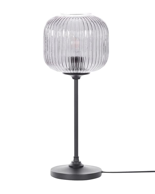 Pöytävalaisin musta harmaa lasi metalli 50 cm olohuone makuuhuone retro-tyyli