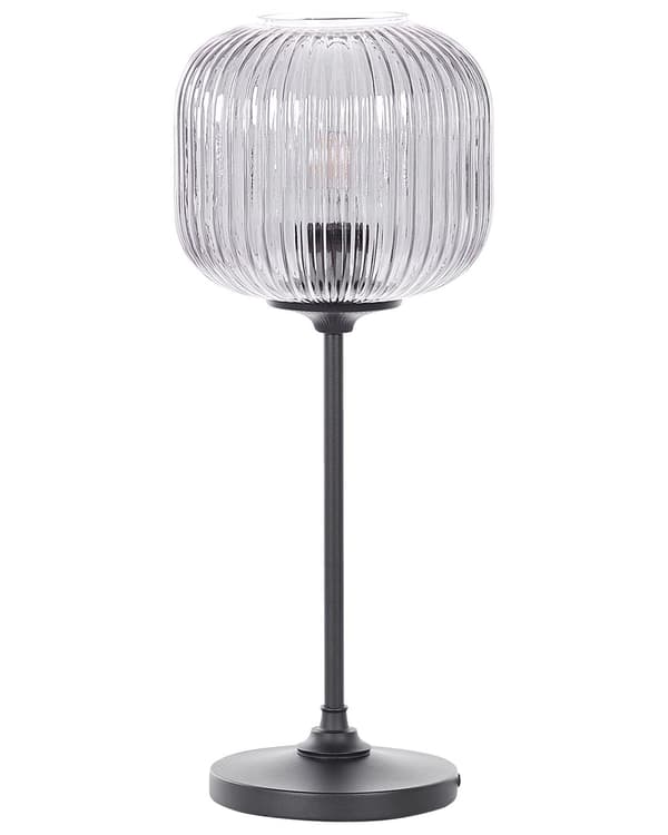 Pöytävalaisin musta harmaa lasi metalli 50 cm olohuone makuuhuone retro-tyyli