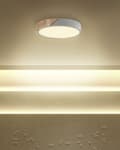 Miniatyrbillede 2 af 9: Loftslampe Grå med Lyst Træ Stål Akryl Integreret LED Lys Rund Form Dekorativ Moderne Belysning