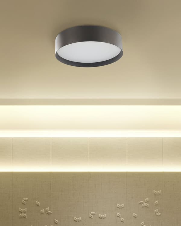 Loftslampe Sort Stål og Akryl ø 45 x 17 cm Dekorativ Rund Plafond Lampe med Integreret LED-lys Form Moderne Belysning Stue Entré Tilbehør