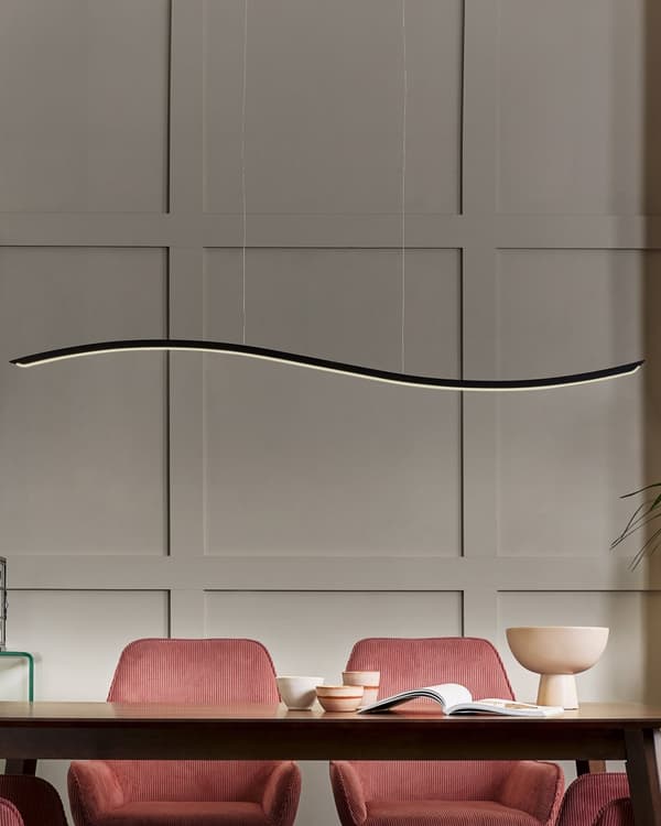 Pendel Lampe sort Integreret LED lys Bølget Hængende Design med Moderne stil Belysning