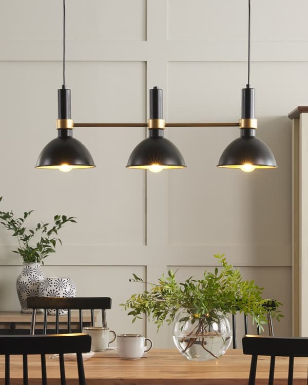 Hængelampe Sort Guld Metal 107 cm Runde skærme Retro Traditionelt Design Spisestue Stue