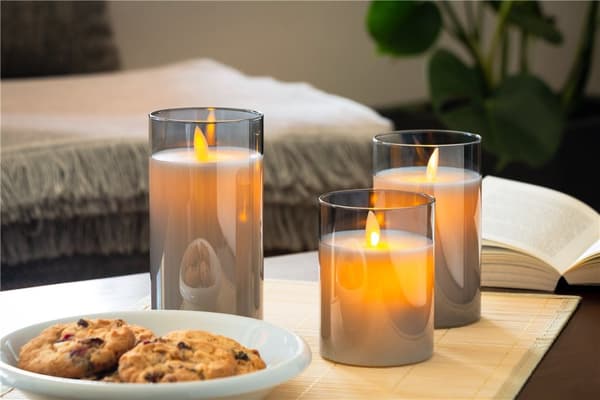Goobay LED ekte vokslys i glass, 7,5 x 10 cm