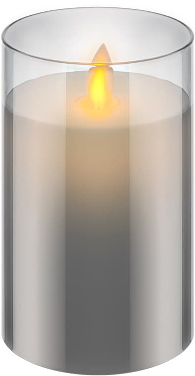 LED ekte vokslys i glass, 7,5 x 12,5 cm