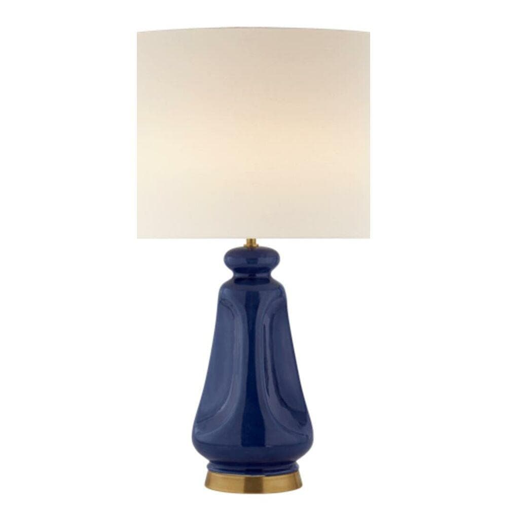 Desk lamp DKD Home Decor Porcelain Beige Polyester Navy Blue Modern (35 x 35 x 64 cm)