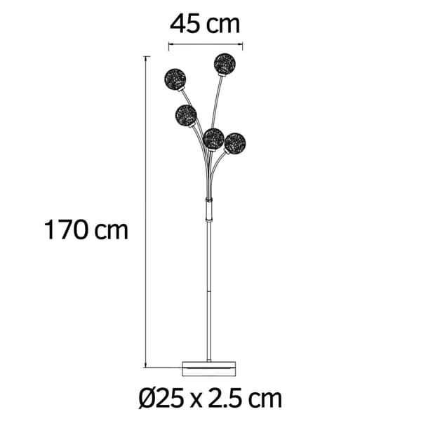 Modern golvlampa - Claire - Guldfärgad med 5-ljus