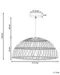 Miniatyrbillede 3 af 8: Pendel Lampe Natur Beige Rattan ø 51 x 123 cm Dekorativ Hængelampe Halvrund Lampeskærm til Køkken Tilbehør over Spisebord Energi Efficient