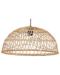 Miniatyrbillede 1 af 8: Pendel Lampe Natur Beige Rattan ø 51 x 123 cm Dekorativ Hængelampe Halvrund Lampeskærm til Køkken Tilbehør over Spisebord Energi Efficient