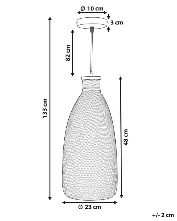 Pendel Lampe Bambus Lyst Træ Sort Jern 133 x 23 cm Dekorativ Oval Boho Skærm Belysning Spisebordslampe Stue og Køkken Indretning Design
