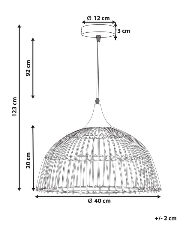 Pendel Lampe Naturlig Beige Rattan Sort PVC 20 x 40 x 40 Aben Skærm Struktur Boho Belysning Træ over Spisebord Køkken Stue Indretning