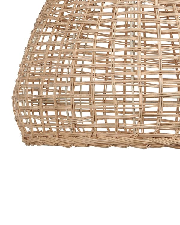Pendel Lampe Natur Beige Rattan ø 35 cm Flet Lampe Design Hængelampe til Køkken Spisebordslampe til rundt Bord Tilbehør Boho stil