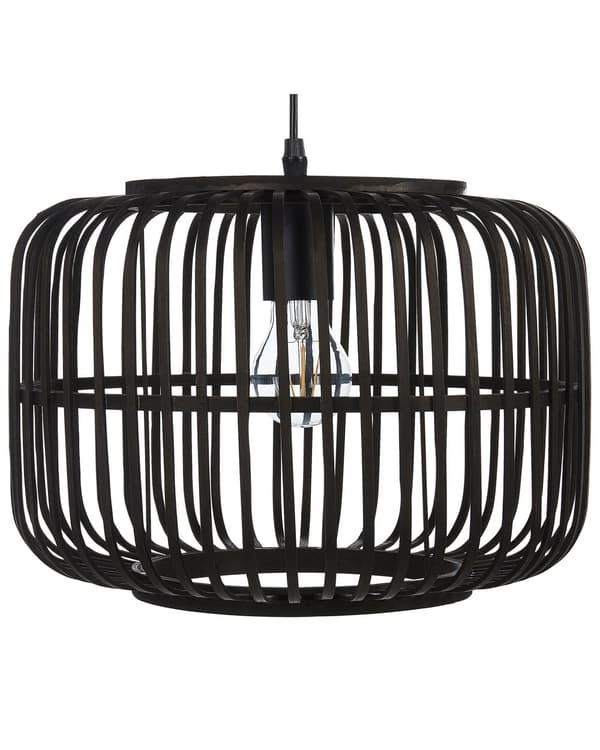 Riippuvalaisin musta 32 x 128 x 32 cm bambu PVC rauta häkkimäinen pyöreä max 40W