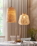 Pikkukuva 2 / 9: Riippuvalaisin luonnollinen 29 x 129 x 29 cm bambu PVC rauta kartio punottu max 40W