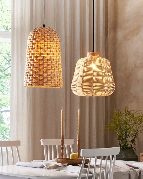 Riippuvalaisin luonnollinen 29 x 129 x 29 cm bambu PVC rauta kartio punottu max 40W