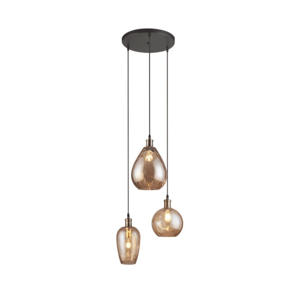 Design taklampa i bärnstensfärgat glas med 3 lampor - Verona