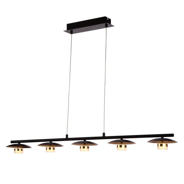 Moderne loftlampe sort og guld 5 lamper - Martha