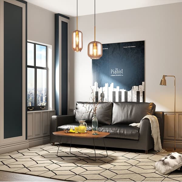 Design loftlampe med ravfarvet glas - Venedig